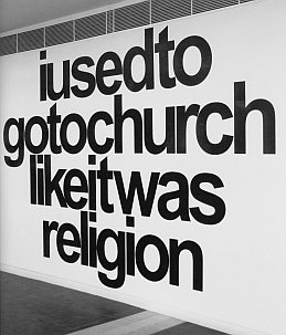 Plate 11: Vernon Ah Kee (*1967), “likeitwasreligion,” 2007, vinyl on wall (installed at Campbelltown Arts Centre, Sydney);                 printed in: Institute of Modern Art (ed.). Vernon Ah Kee: Born                 In This Skin, Brisbane 2009, p. 51