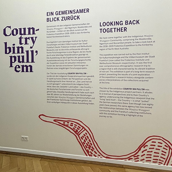 Larger image in new window. Weltkulturen Museum tour by Matthias Claudius Hofmann and co-curator Leah Umbagai
