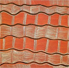 größeres Bild im neuen Fenster. Abb. 10: Mick Namarari Tjapaltjari, Wind Tjukurrpa, ca. 1978, Acryl auf Holz, 55 x 56 cm, abgedruckt in Perkins, Hetti und Fink, Hannah. (Hg.): Papunya Tula. Genesis and Genius, Art Gallery of NSW, Sydney 2000, Ausst. Kat., S. 41
